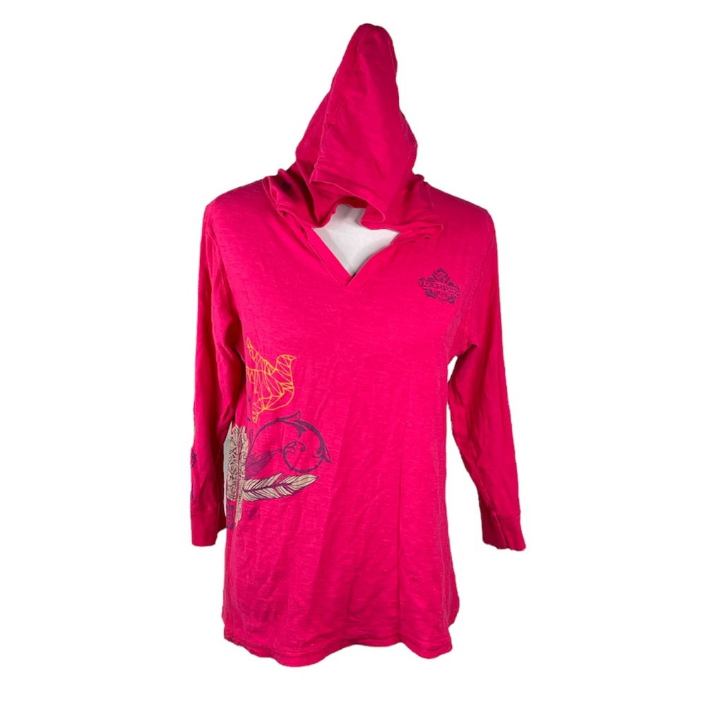 Warriors in Pink Hooded 3/4 Sleeve Shirt Pink Size Large